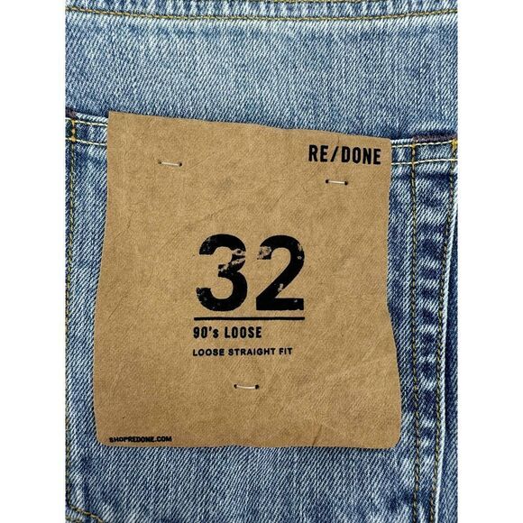 RE/DONE Blue Five Pocket Straight Leg Jeans High Rise Denim 90S LOOSE Sz 32 - Picture 4 of 8